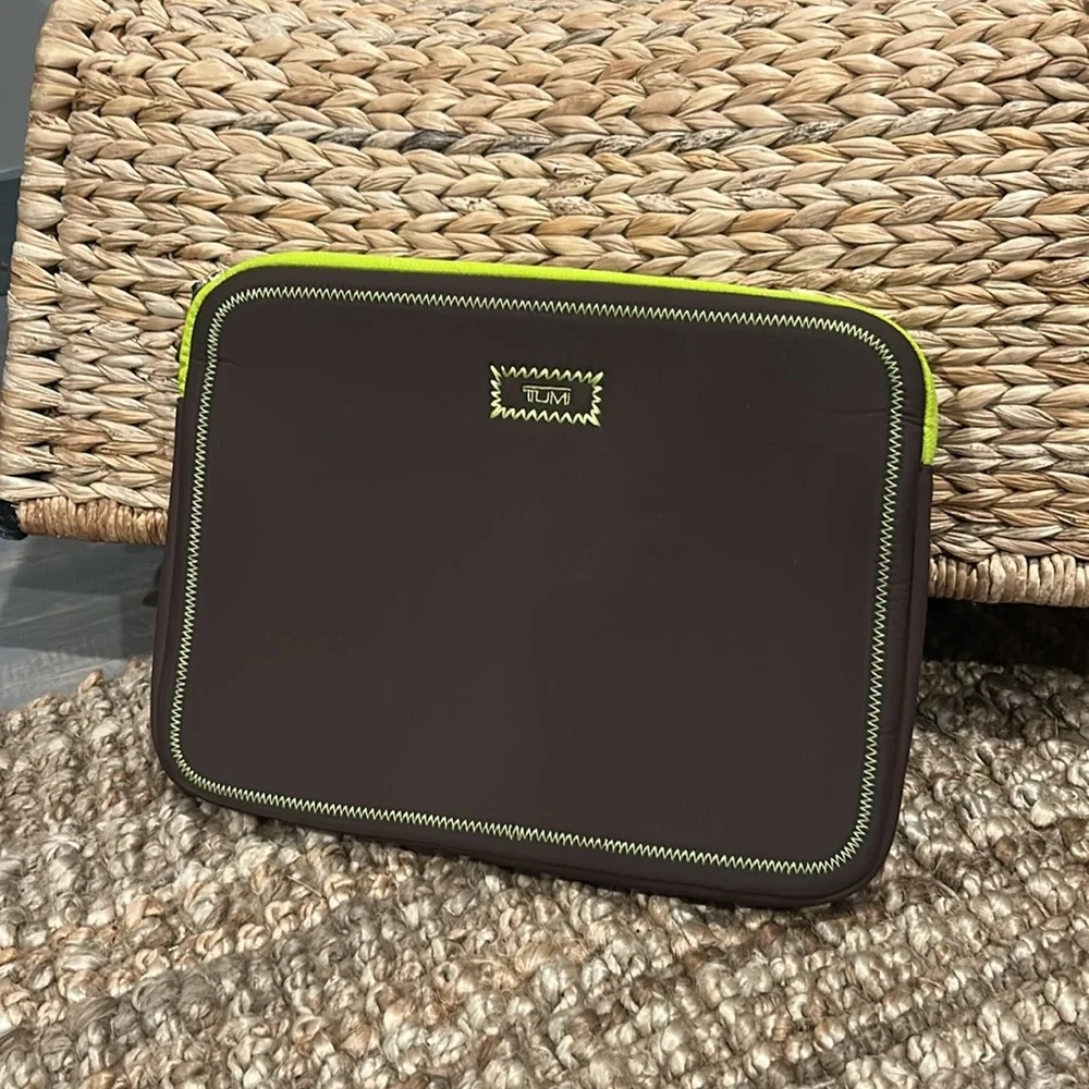 Tumi Brown/Yellowish Green Paisley Printed Laptop Bag